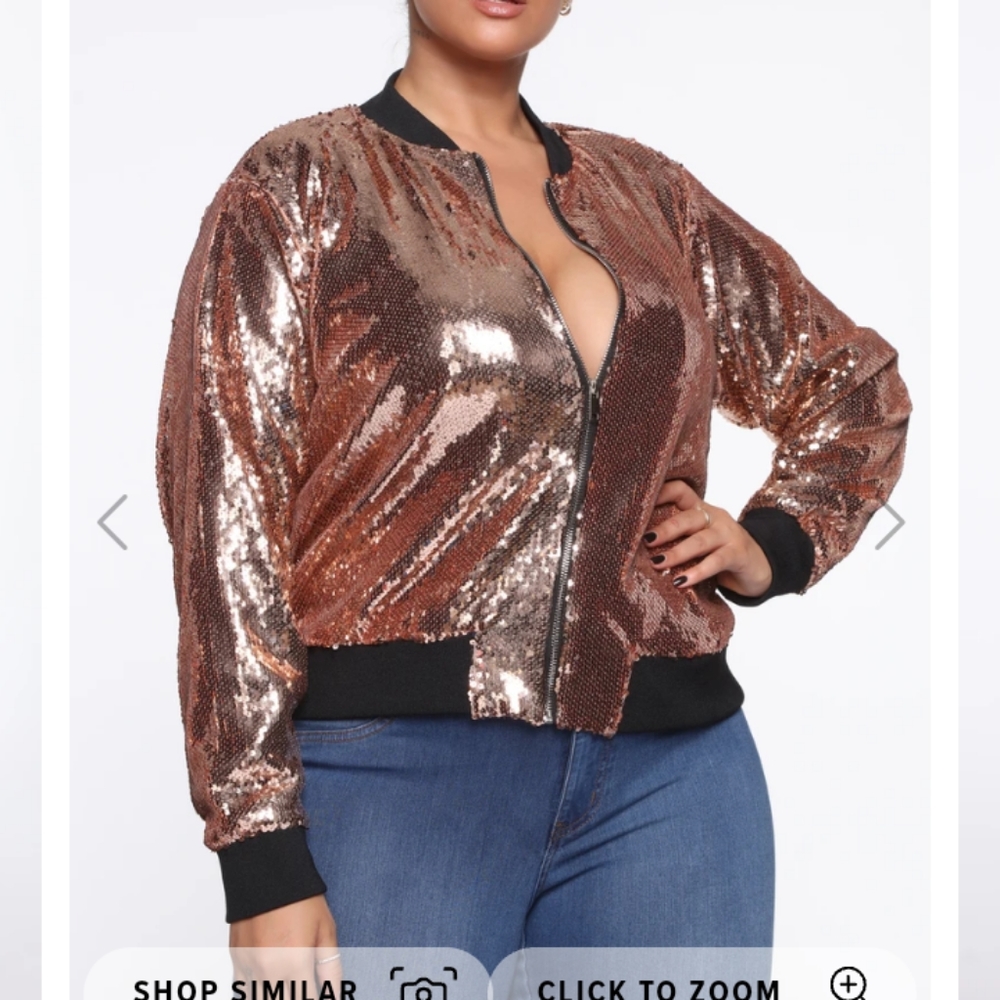 Rose Gold Pink Sequin Bomber Jacket